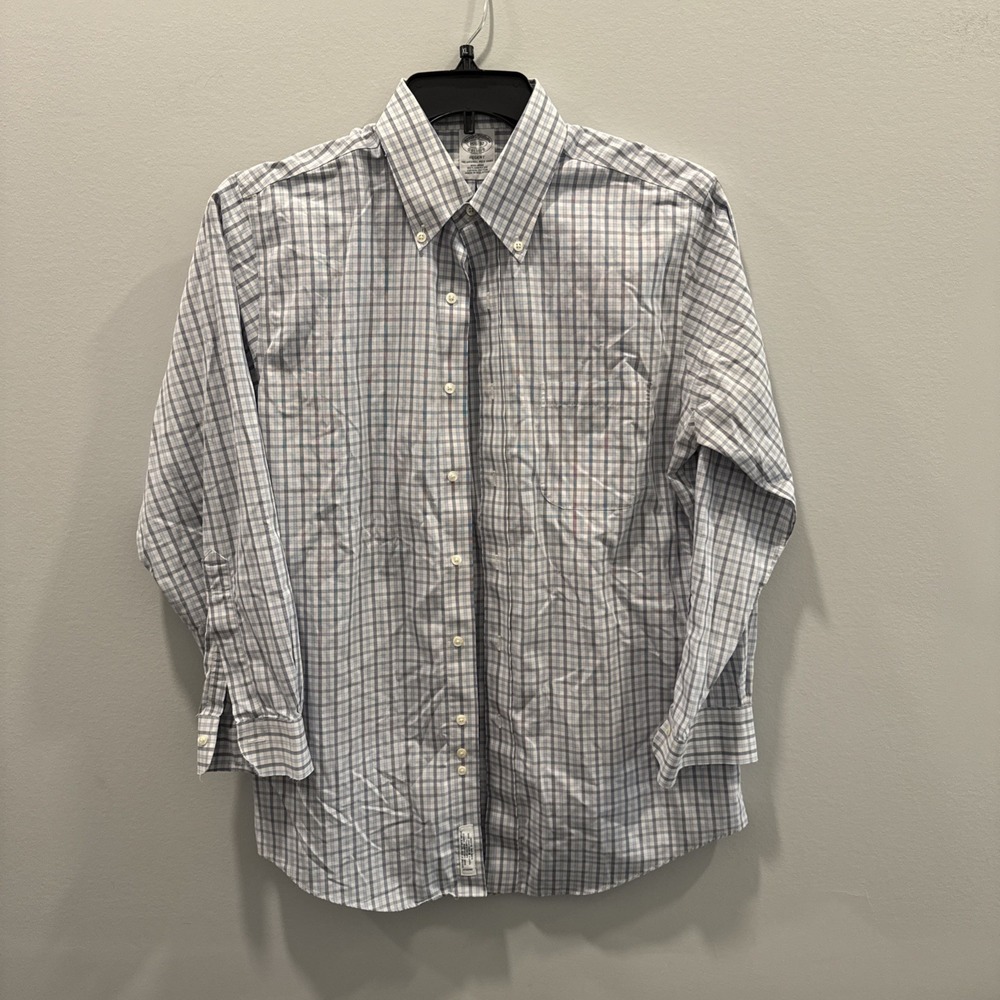 Brooks Brothers 15 1/2   32 Blue Plaid Button Up Dress Shirt‎